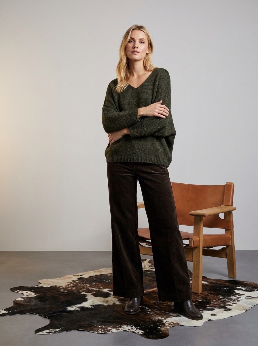 Grossiste LAFÉEROSE - Pull en mélange de laine et viscose oversize col V manches longues