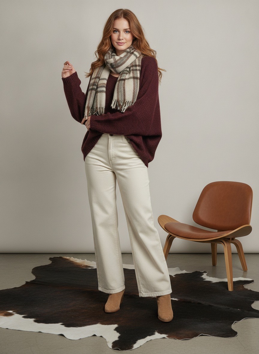 Grossista LAFÉEROSE - Maglia oversize in misto lana e viscosa a maniche lunghe con scollo a V