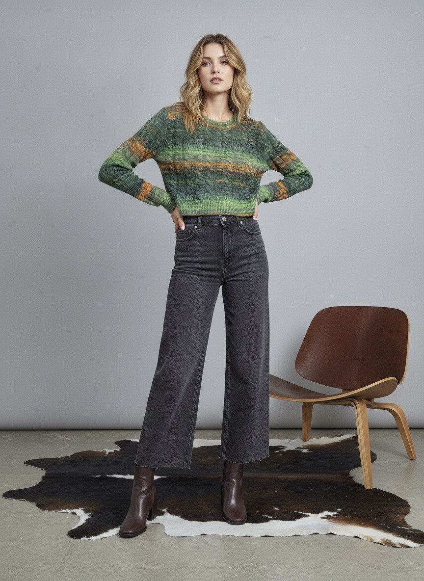 Grossiste LAFÉEROSE - TOP/PULL DOUX LAINE COL ROND MANCHES LONGUES TIE AND DYE MULTICOLORE