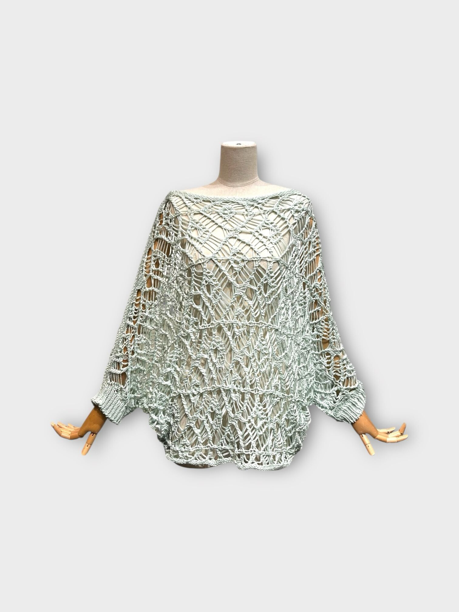 Grossiste LAFÉEROSE - Haut Pull en crochet en coton col rond bateau, ample et évasée style bohème