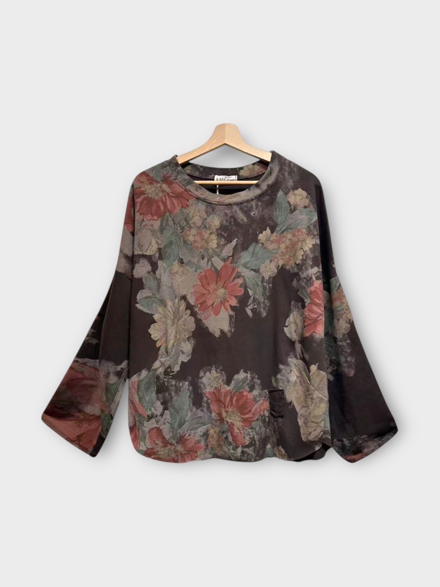 Großhändler LAFÉEROSE - Baumwollblumendruckpullover runder Nacken lange Ärmel
