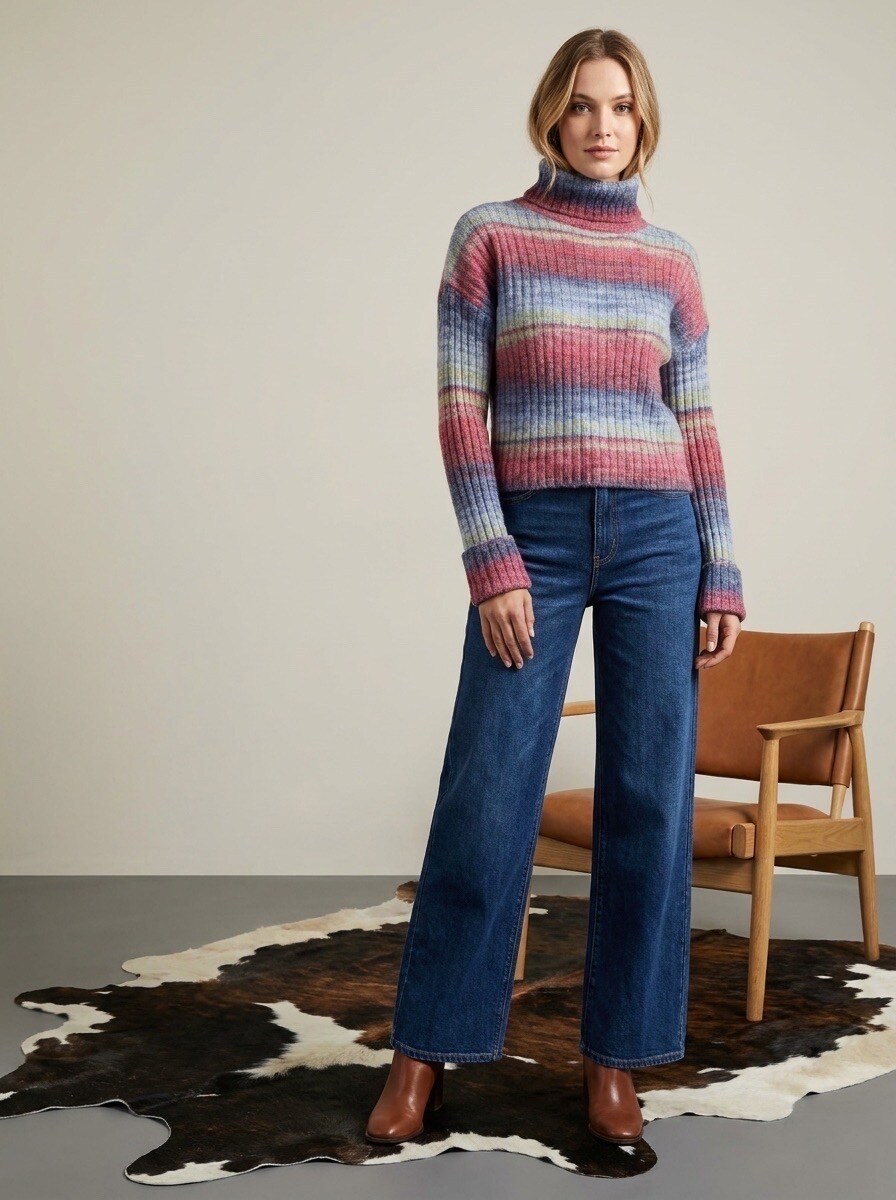 Wholesaler LAFÉEROSE - TIE AND DYE MULTICOLOR TIE AND DYE TWISTED TURTLE NECK TOP/PULLOVER
