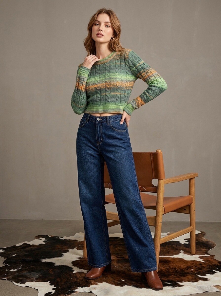 Großhändler LAFÉEROSE - LANGÄRMELIGES TIE-AND-DYE-MEHRFARBIGES FEINES RUNDHALS-TOP/PULLOVER