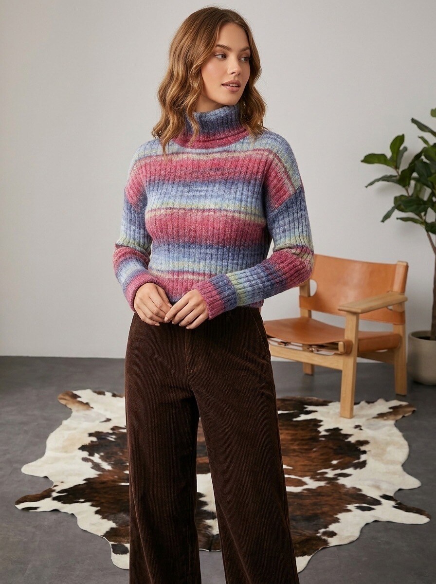 Großhändler LAFÉEROSE - TIE AND DYE MEHRFARBIGES TWISTED ROLLKRAGEN-TOP/PULLOVER MIT Batikmuster