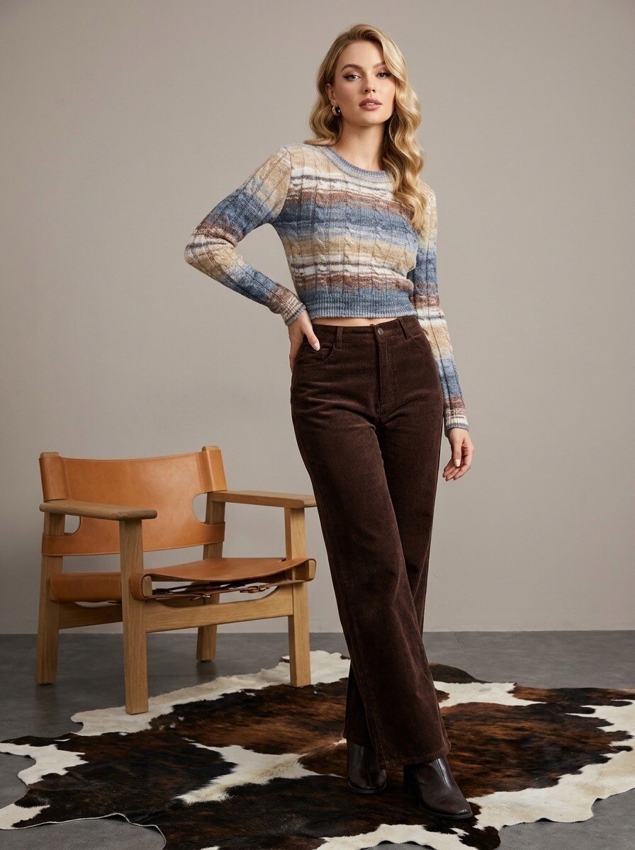 Großhändler LAFÉEROSE - LANGÄRMELIGES TIE-AND-DYE-MEHRFARBIGES FEINES RUNDHALS-TOP/PULLOVER