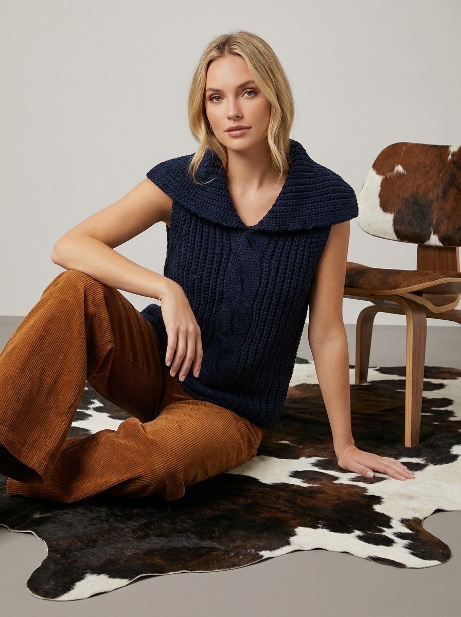 Grossiste LAFÉEROSE - Pull en maille en laine torsadé et col très large