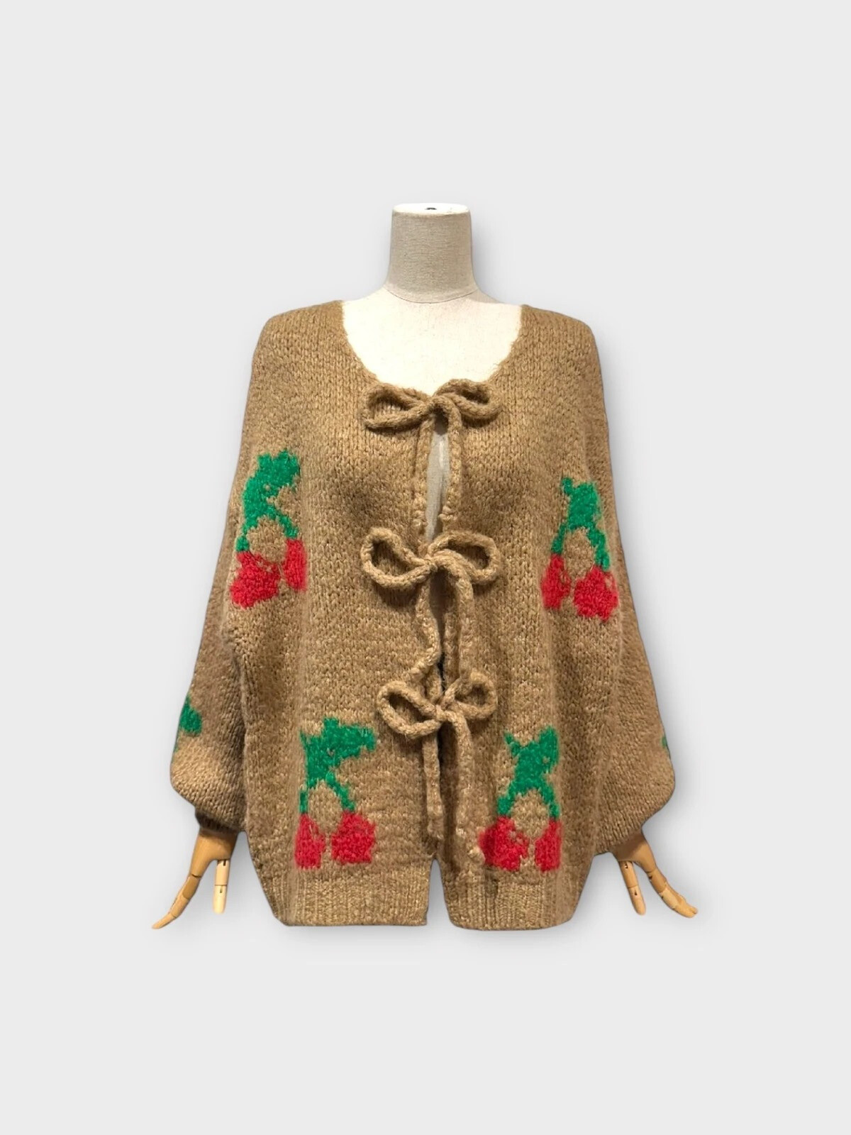 Grossista LAFÉEROSE - MAGLIA GILET CARDIGAN MORBIDISSIMO IN LANA CILIEGIA CON NODI/DA ANNODARE OVERSIZE NEW
