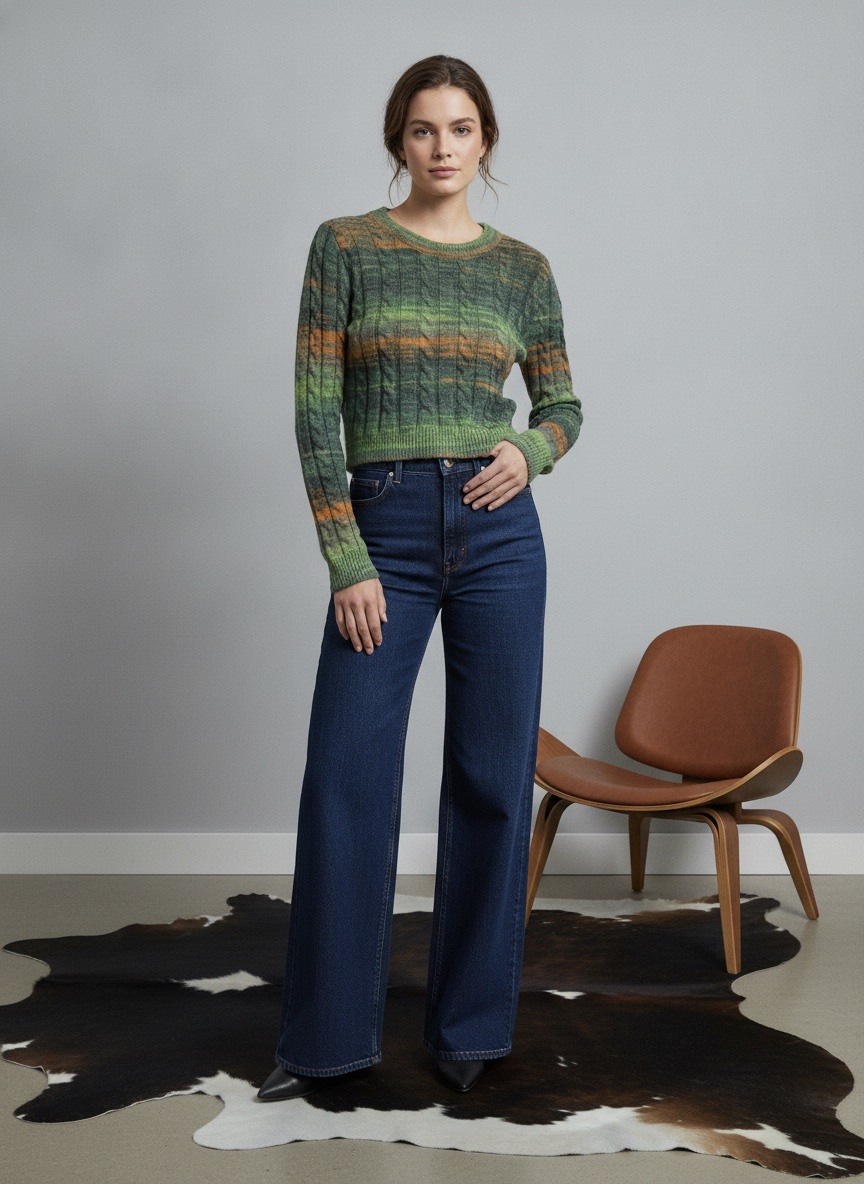 Grossiste LAFÉEROSE - TOP/PULL DOUX LAINE COL ROND MANCHES LONGUES TIE AND DYE MULTICOLORE