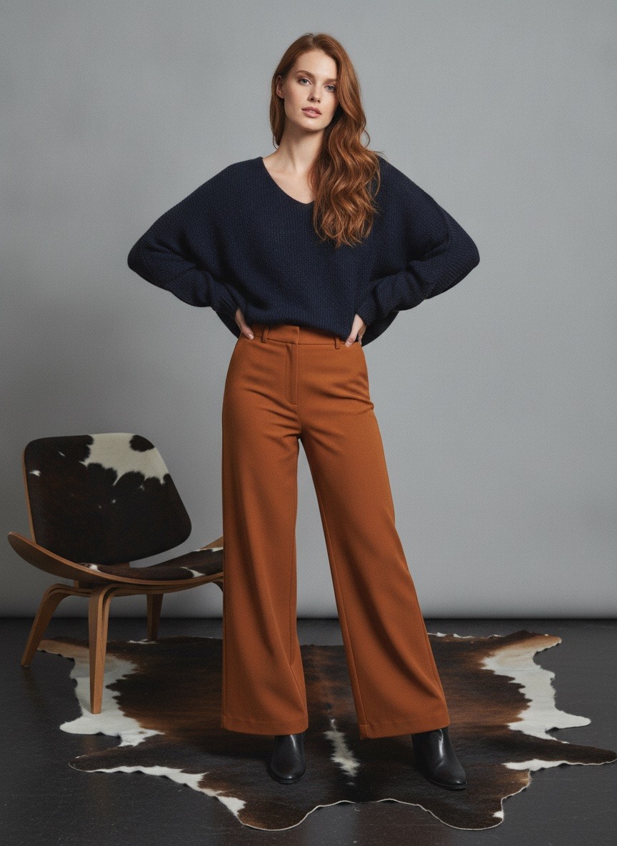 Grossista LAFÉEROSE - Maglia oversize in misto lana e viscosa a maniche lunghe con scollo a V