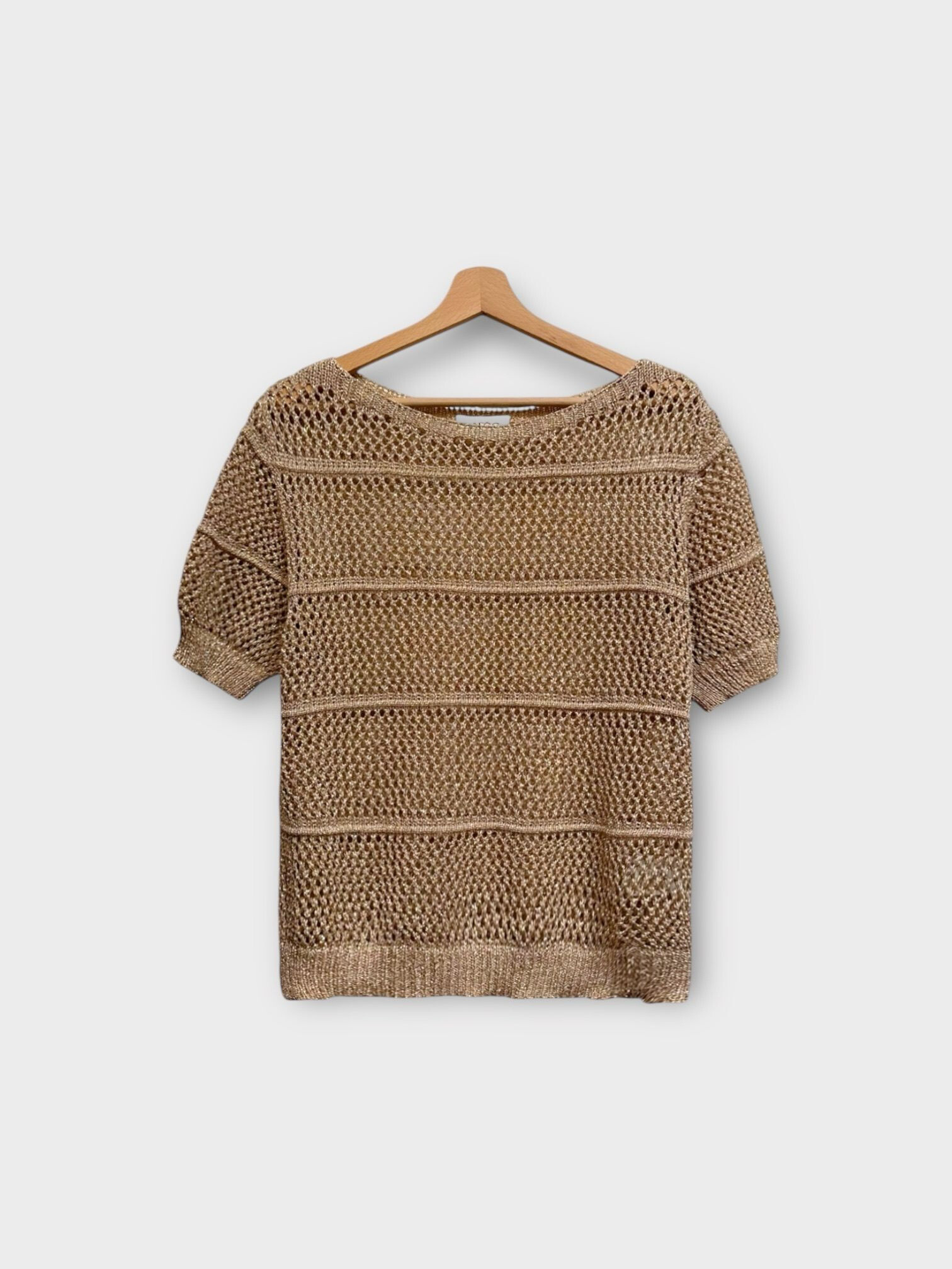 Grossista LAFÉEROSE - Maglione top in uncinetto morbido in viscosa scintillanti chic e bohémien maniche corte