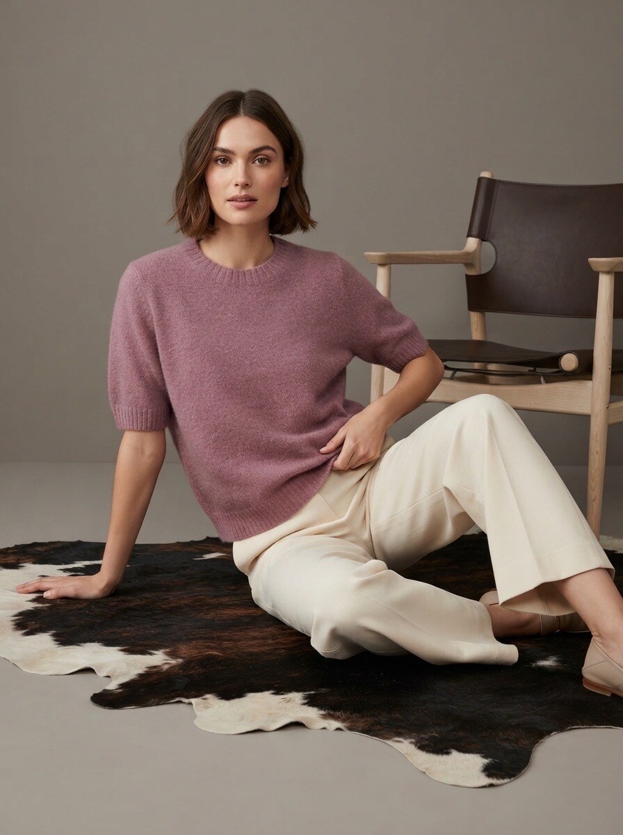 Großhändler LAFÉEROSE - Kurzer Pullover mit kurzen Ärmeln / Flauschiges Stricktop