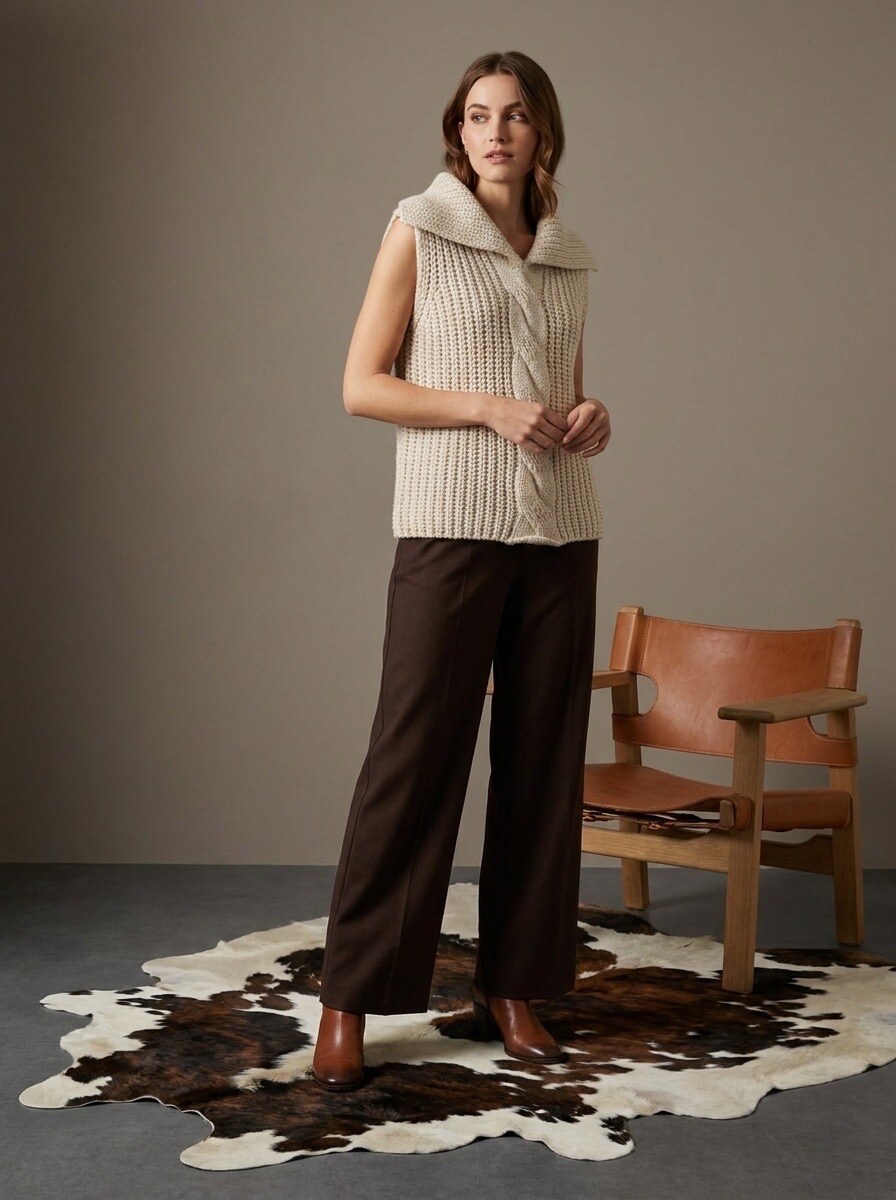 Grossiste LAFÉEROSE - Pull en maille en laine torsadé et col très large