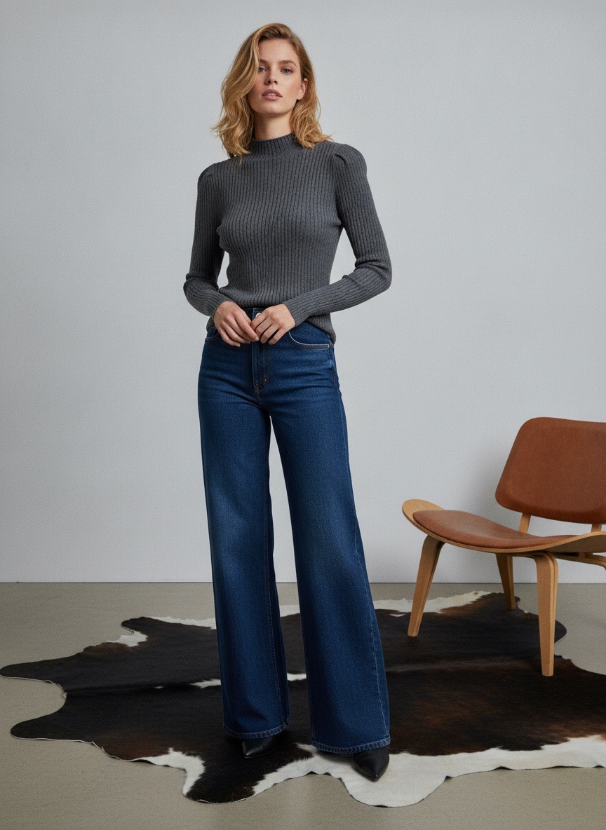 Grossiste LAFÉEROSE - Pull en maille en viscose uni col rond manches longues