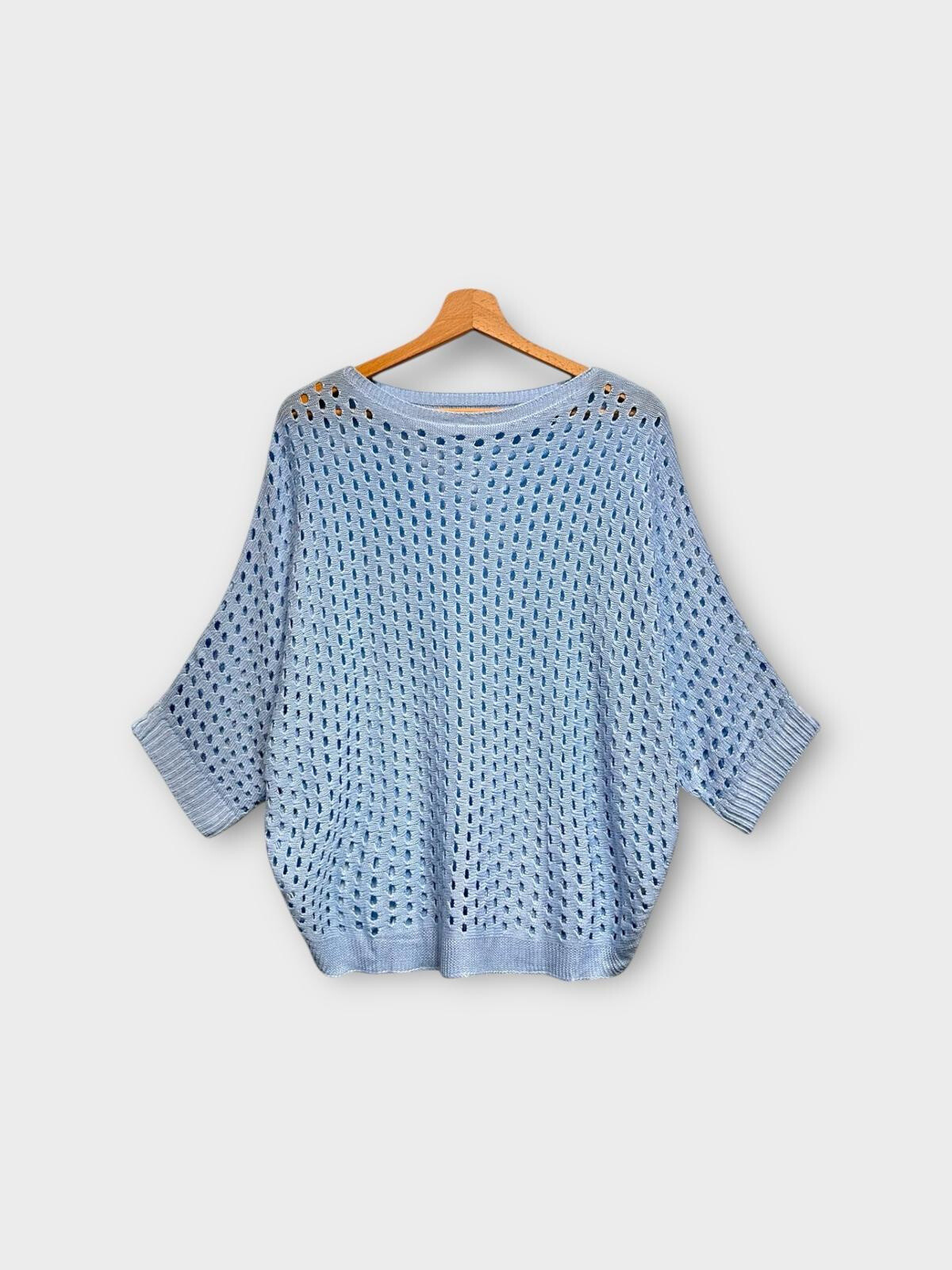 Grossiste LAFÉEROSE - Haut - Pull en viscose très doux, maille ajourée, manches 3-4 chauve souris