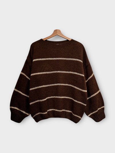Grossiste LAFÉEROSE - Pull en laine et viscose à rayures oversize col rond manches longues Grossiste LAFÉEROSE - Pull en laine et viscose à rayures oversize col rond manches longues