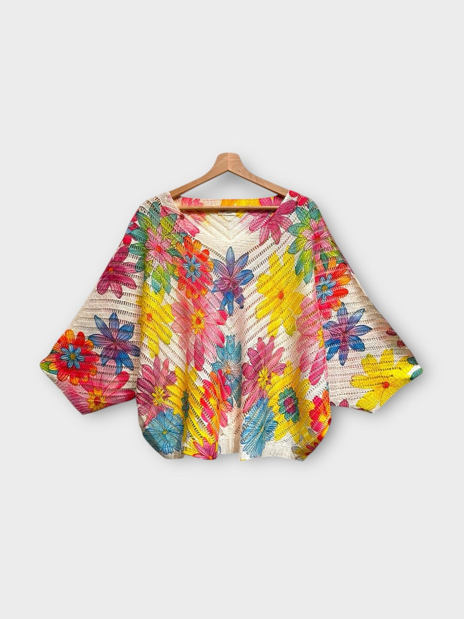 Großhändler LAFÉEROSE - Viskose Häkelpullover und Lurex -Colly -gedruckte Blumen übergroß