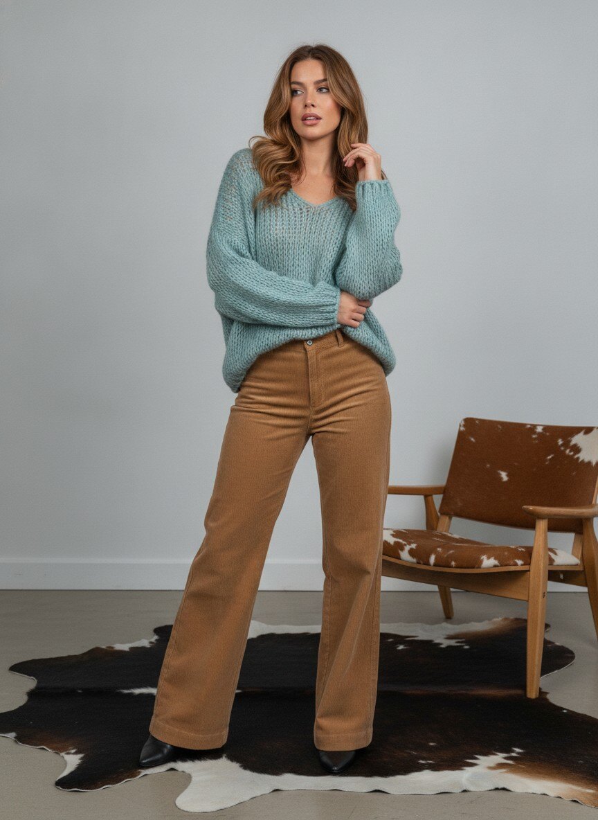 Grossiste LAFÉEROSE - Pull en mélange de laine et viscose oversize col V manches longues