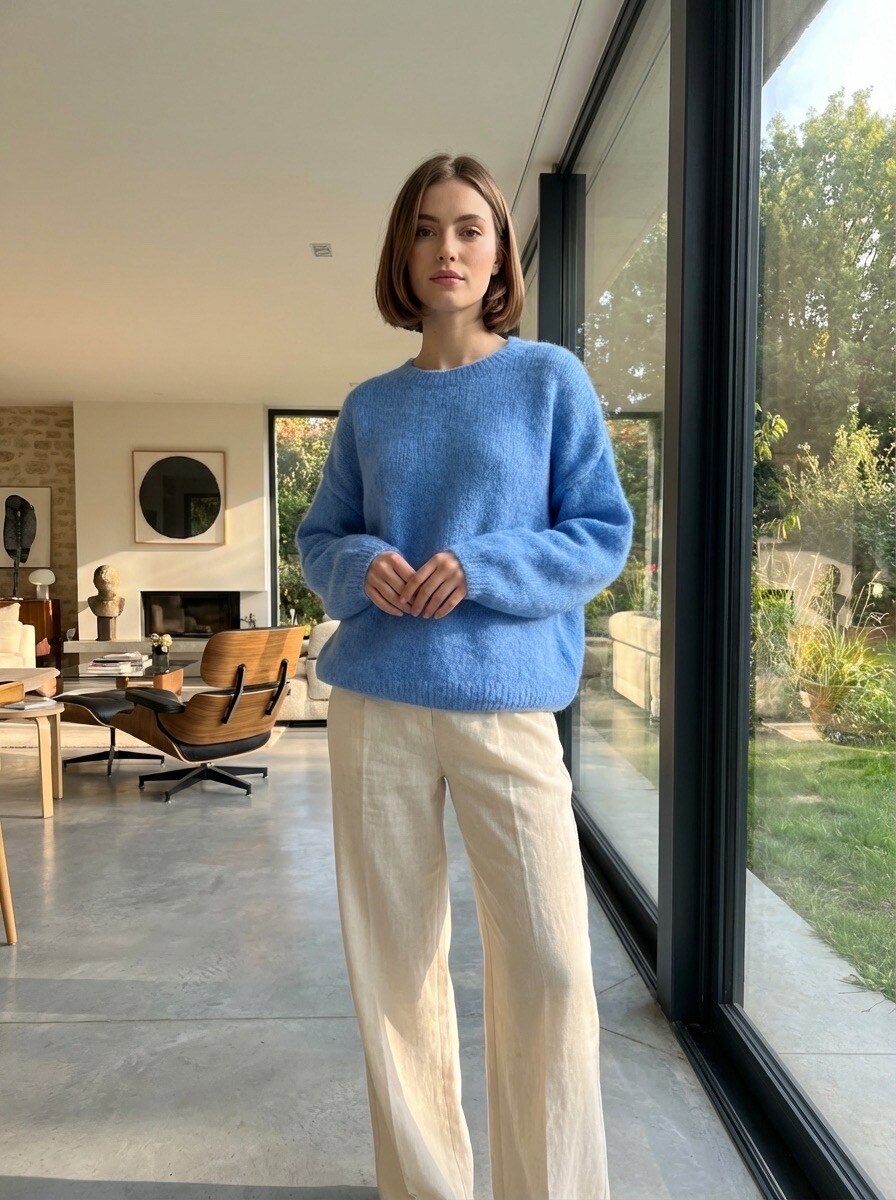 Mayorista LAFÉEROSE - Jersey muy suave en 40% baby alpaca cuello redondo manga larga - primavera
