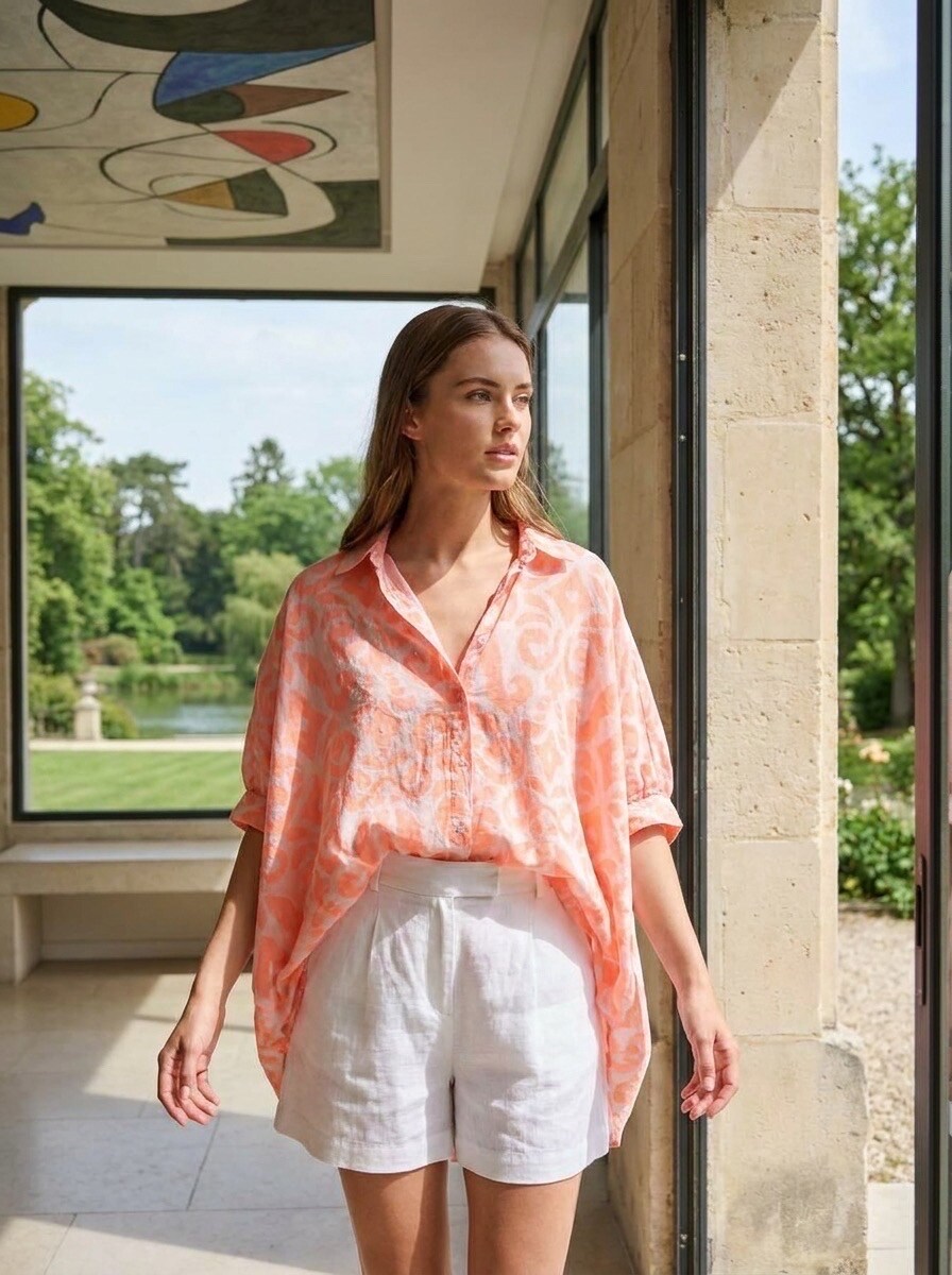 Grossiste LAFÉEROSE - Chemise Tunique Robe oversize en coton imprimé tropical