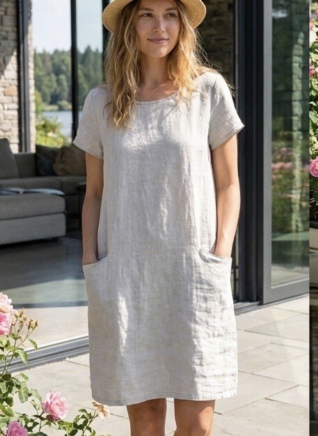 Grossiste LAFÉEROSE - Robe Droite en Lin avec Poches