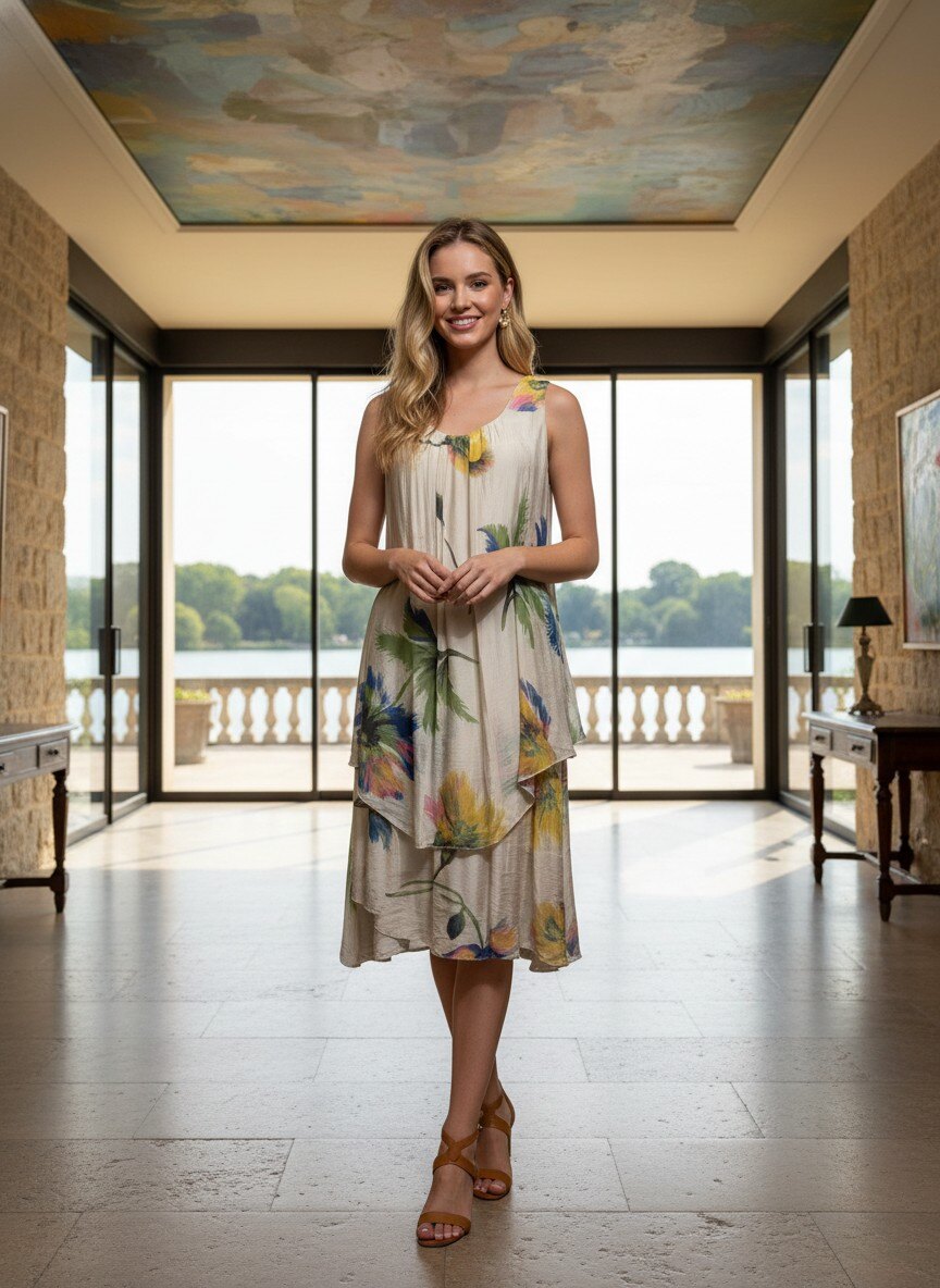 Grossiste LAFÉEROSE - ROBE SANS MANCHES ASYMÉTRIQUE À IMPRIMÉ FLORAL