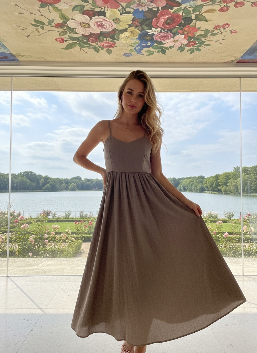 Grossiste LAFÉEROSE - Robe longue en viscose ample et évasée à bretelle réglable