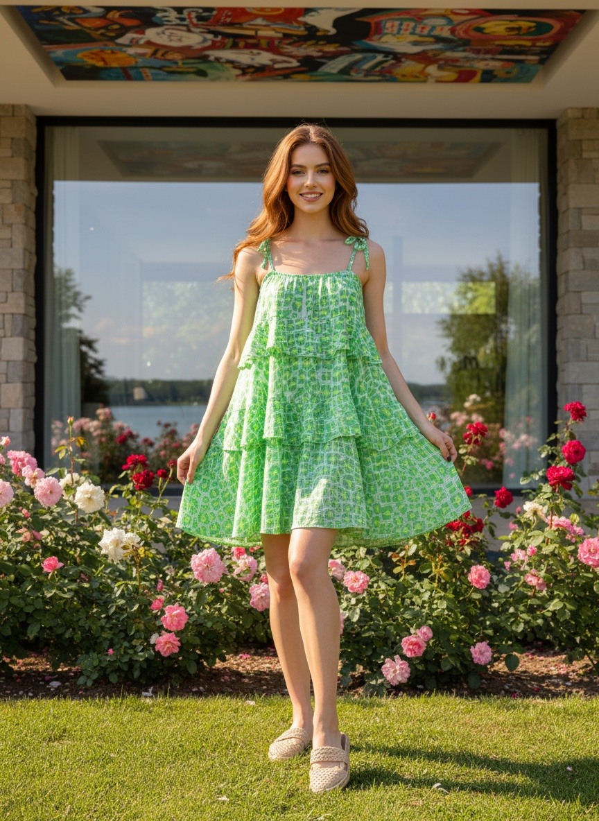 Grossiste LAFÉEROSE - Robe mi-longue en gaze de coton imprimé léopard - bohème