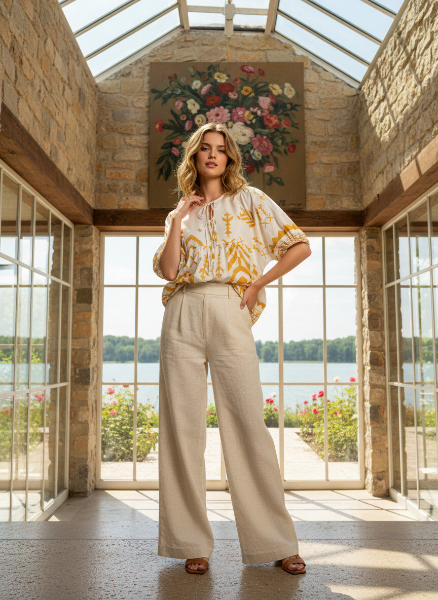 Grossiste LAFÉEROSE - Robe mi-longue en coton style bohème popeline ample manches courtes bouffantes