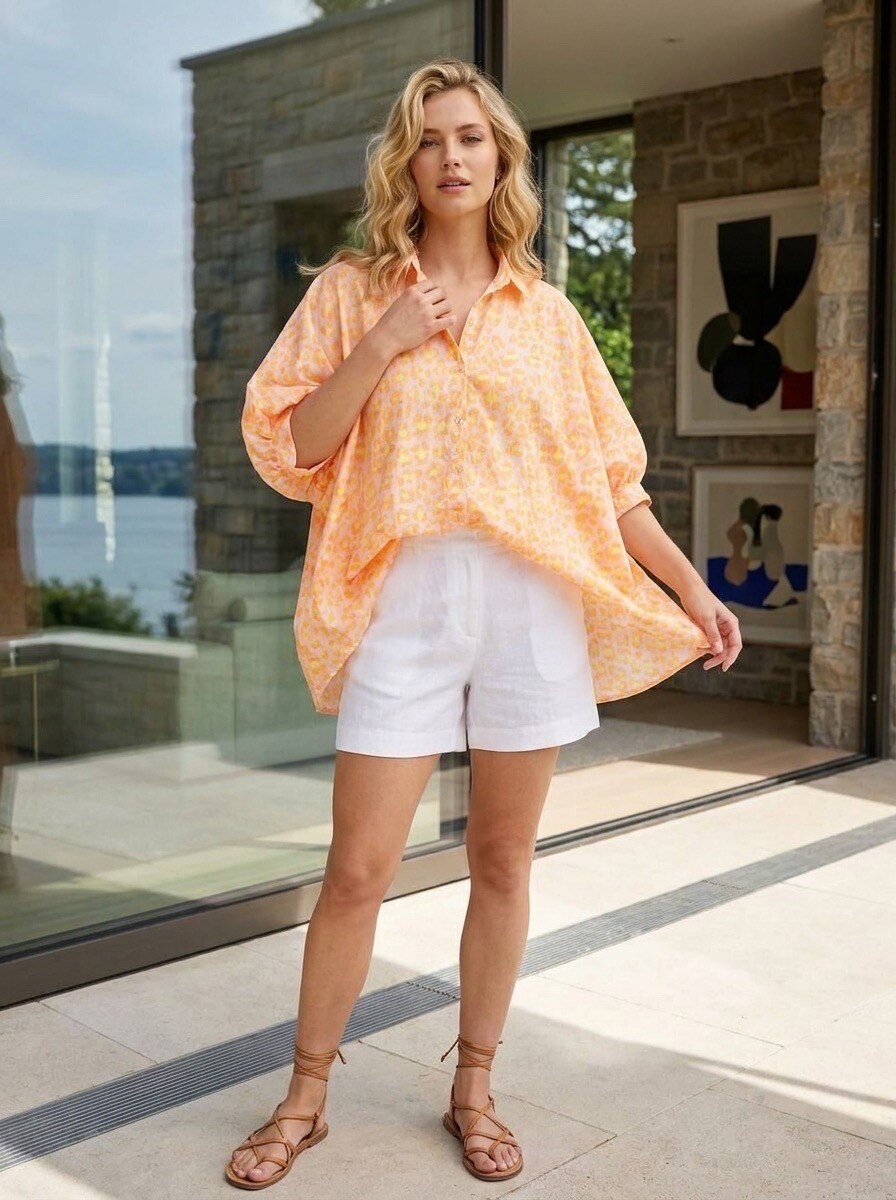 Mayorista LAFÉEROSE - Camisa de vestir de algodón estampado de leopardo de gran tamaño