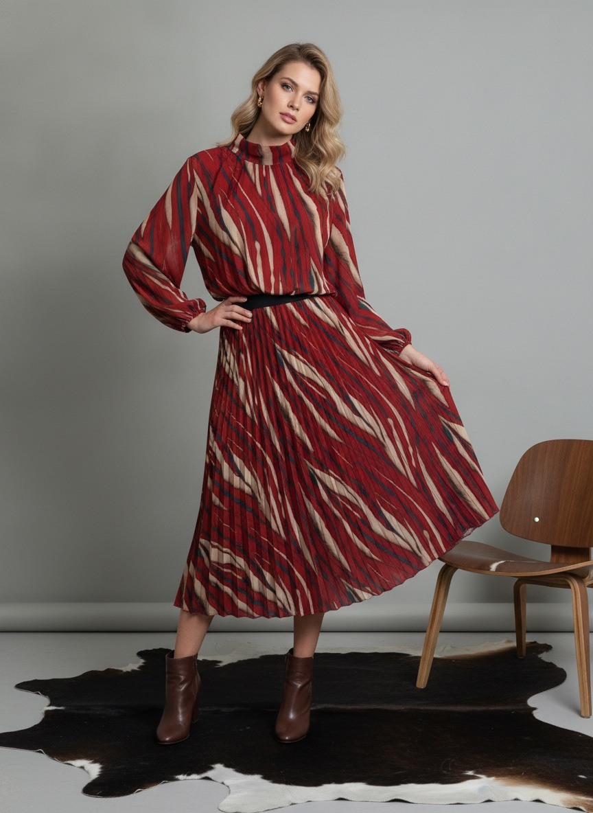 Grossiste LAFÉEROSE - ROBE LONGUE IMPRIMÉ À ÉPAULETTES AVEC DOUBLURE EN VISCOSE À NOUER AU DOS BRIANNA