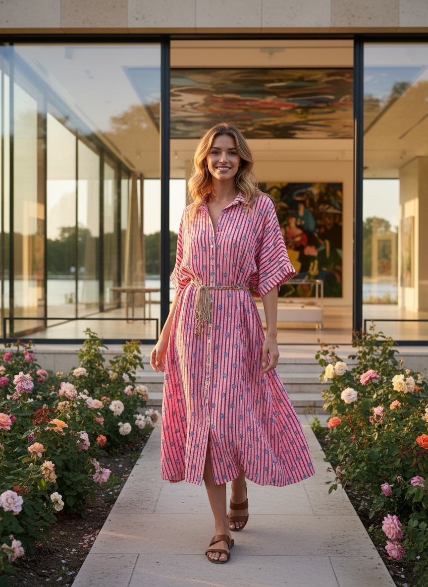 Grossiste LAFÉEROSE - Robe Chemise en gaze de coton oversize imprimée fleurs