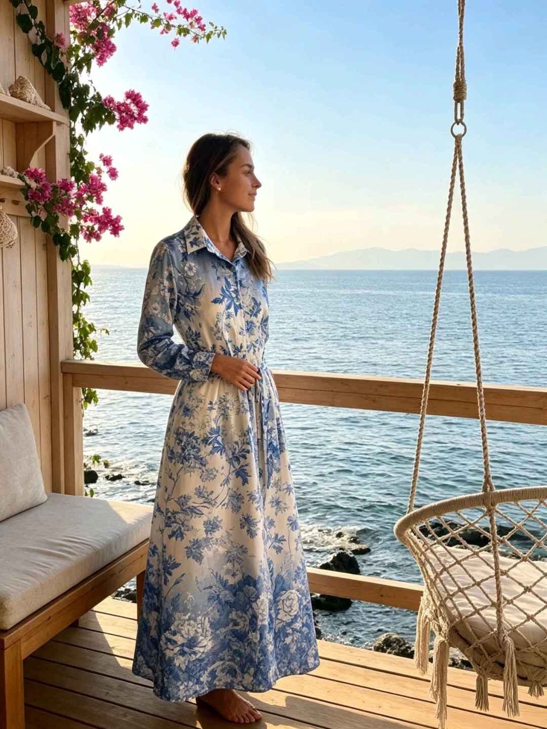 Grossiste LAFÉEROSE - Robe longue maxi fluide à broderie et imprimé fleuri satiné - chic élégant