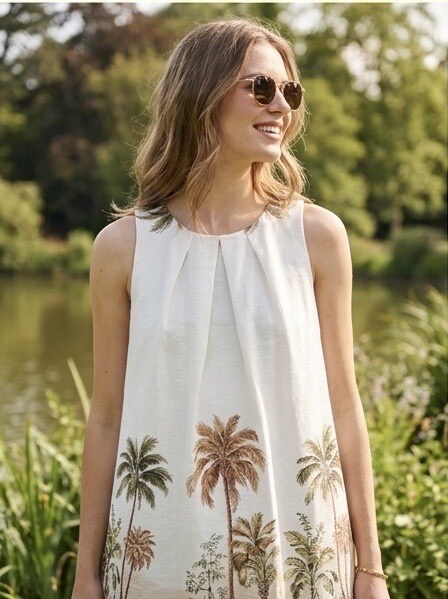 Grossiste LAFÉEROSE - Robe en coton sans manches imprimée tropicale