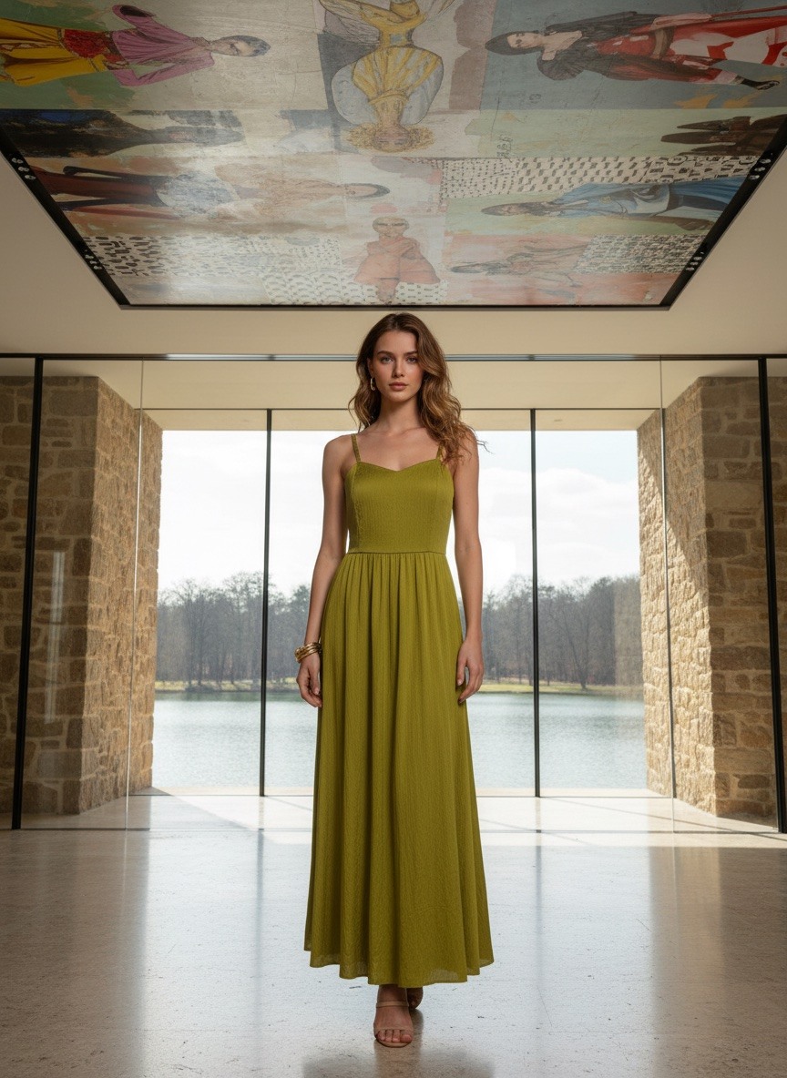 Grossiste LAFÉEROSE - Robe longue en viscose ample et évasée à bretelle réglable