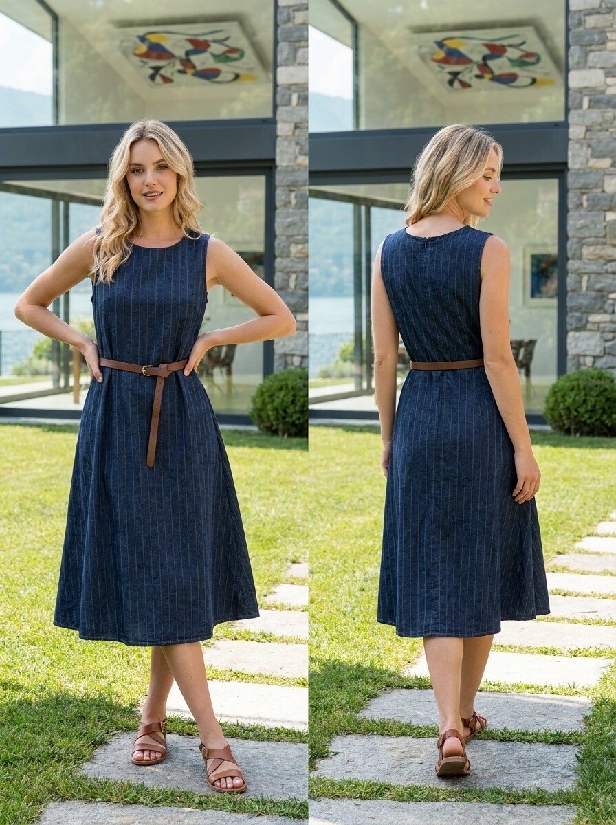 Großhändler LAFÉEROSE - Ärmelloses Gestreiftes Maxikleid