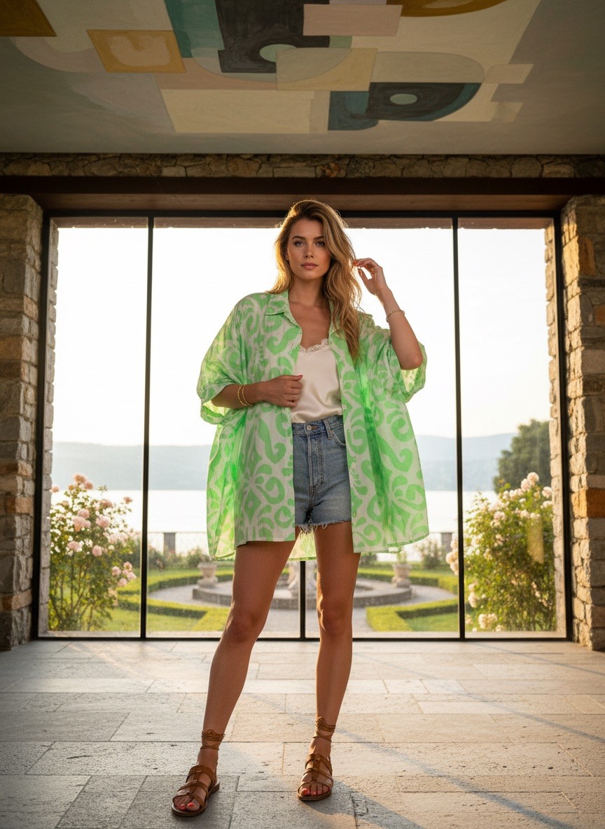 Grossiste LAFÉEROSE - Chemise Tunique Robe oversize en coton imprimé tropical