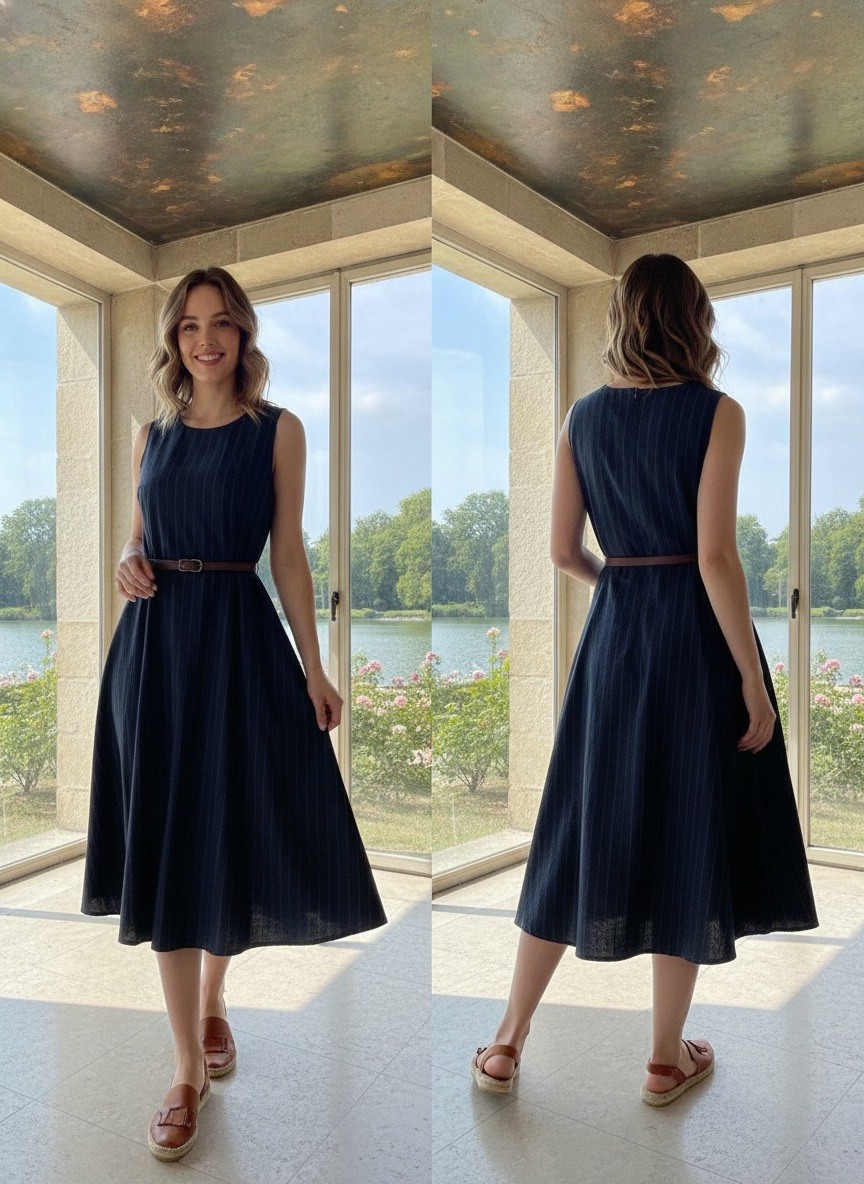 Grossiste LAFÉEROSE - Robe Longue Sans Manches Rayée