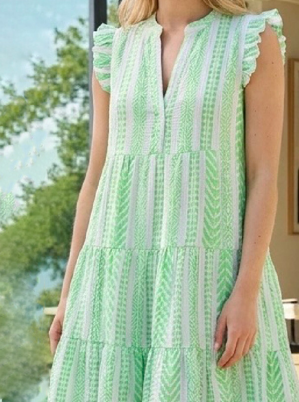 Mayorista LAFÉEROSE - Vestido de longitud media en una gasa de algodón V -mangas recogidas de cuello -bohemio