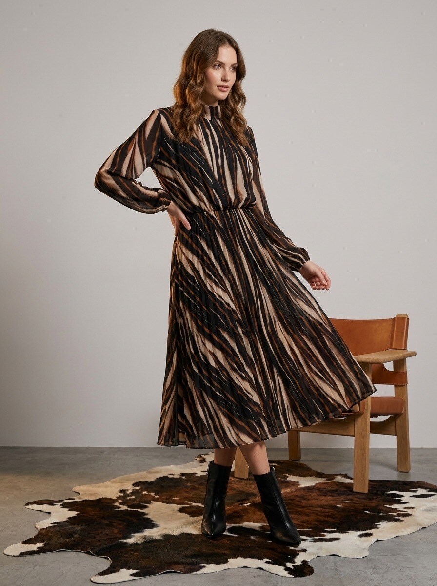 Grossiste LAFÉEROSE - ROBE LONGUE IMPRIMÉ À ÉPAULETTES AVEC DOUBLURE EN VISCOSE À NOUER AU DOS BRIANNA