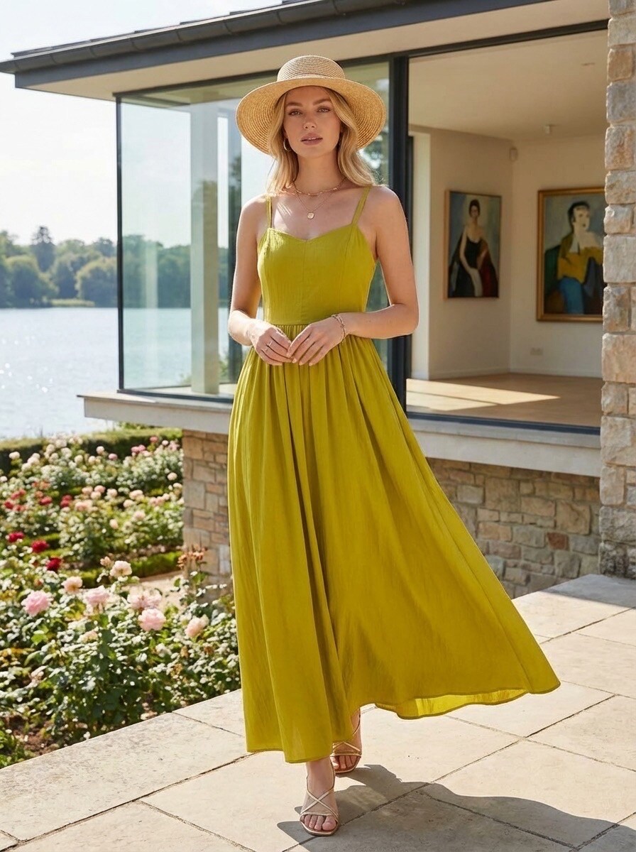 Grossiste LAFÉEROSE - Robe longue en viscose ample et évasée à bretelle réglable