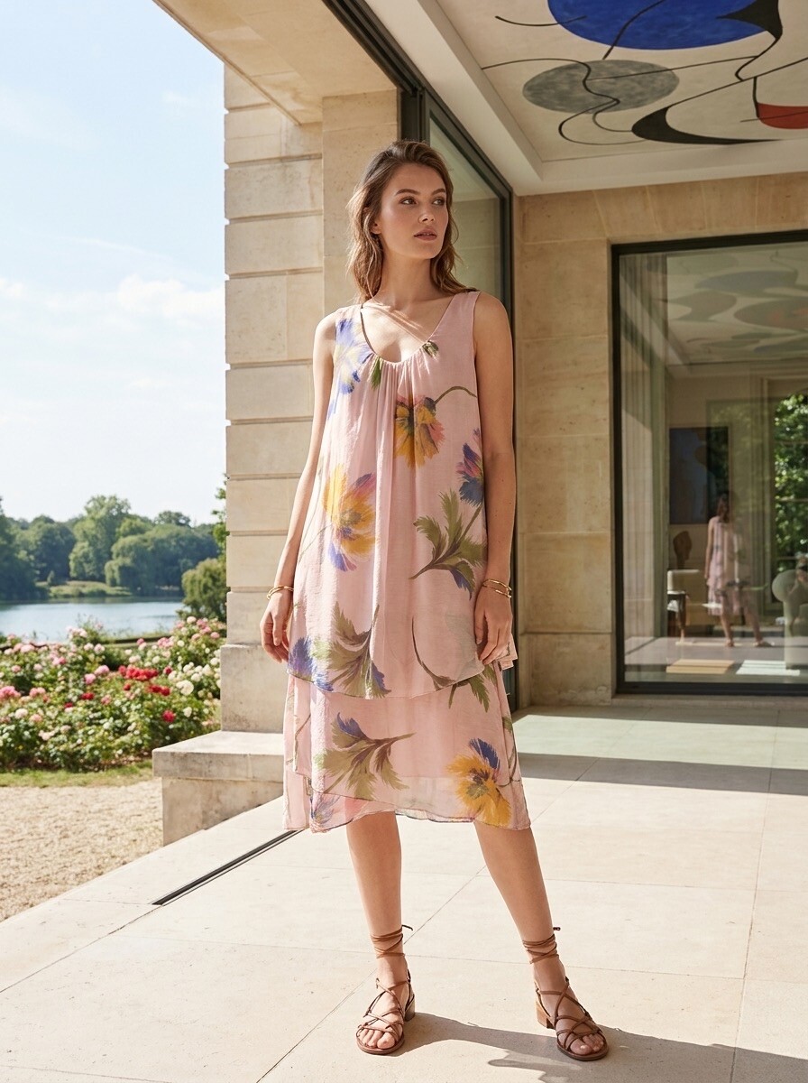 Grossiste LAFÉEROSE - ROBE SANS MANCHES ASYMÉTRIQUE À IMPRIMÉ FLORAL