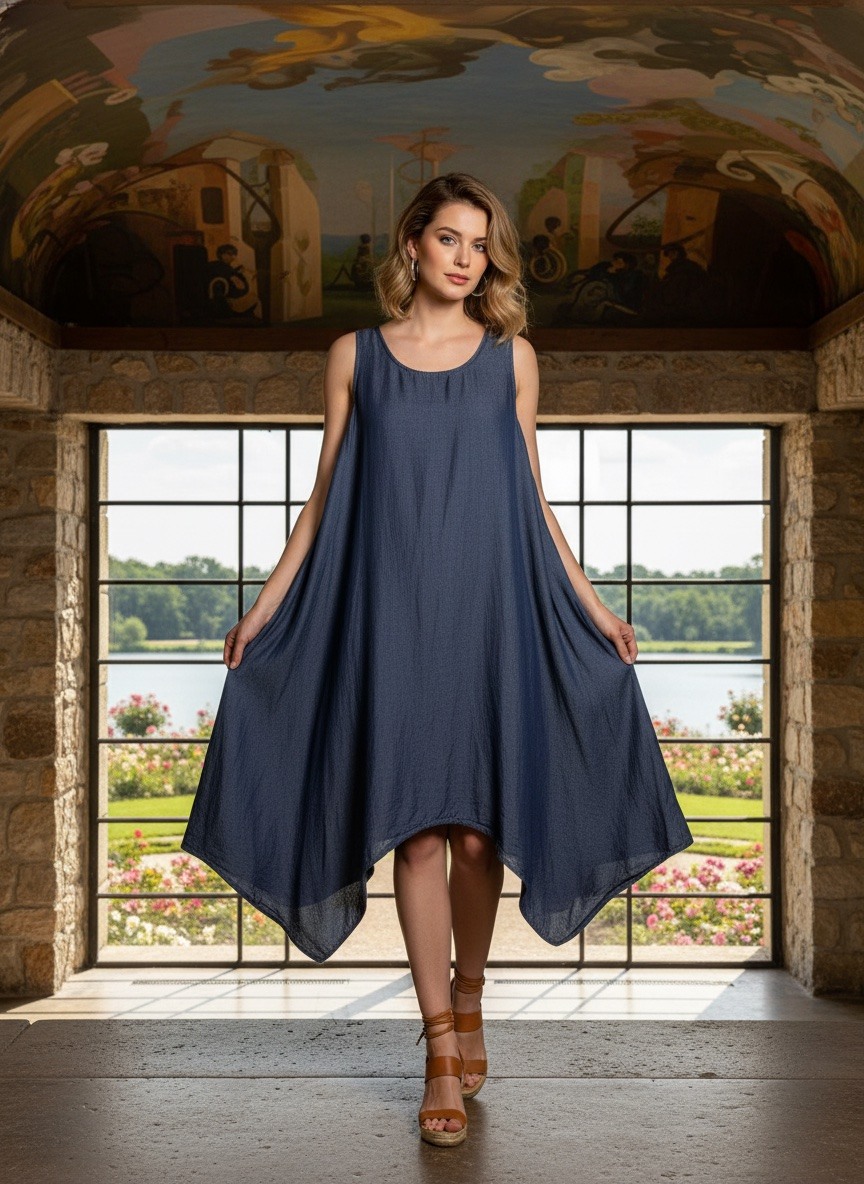 Grossiste LAFÉEROSE - Robe Tunique Asymétrique en Tencel