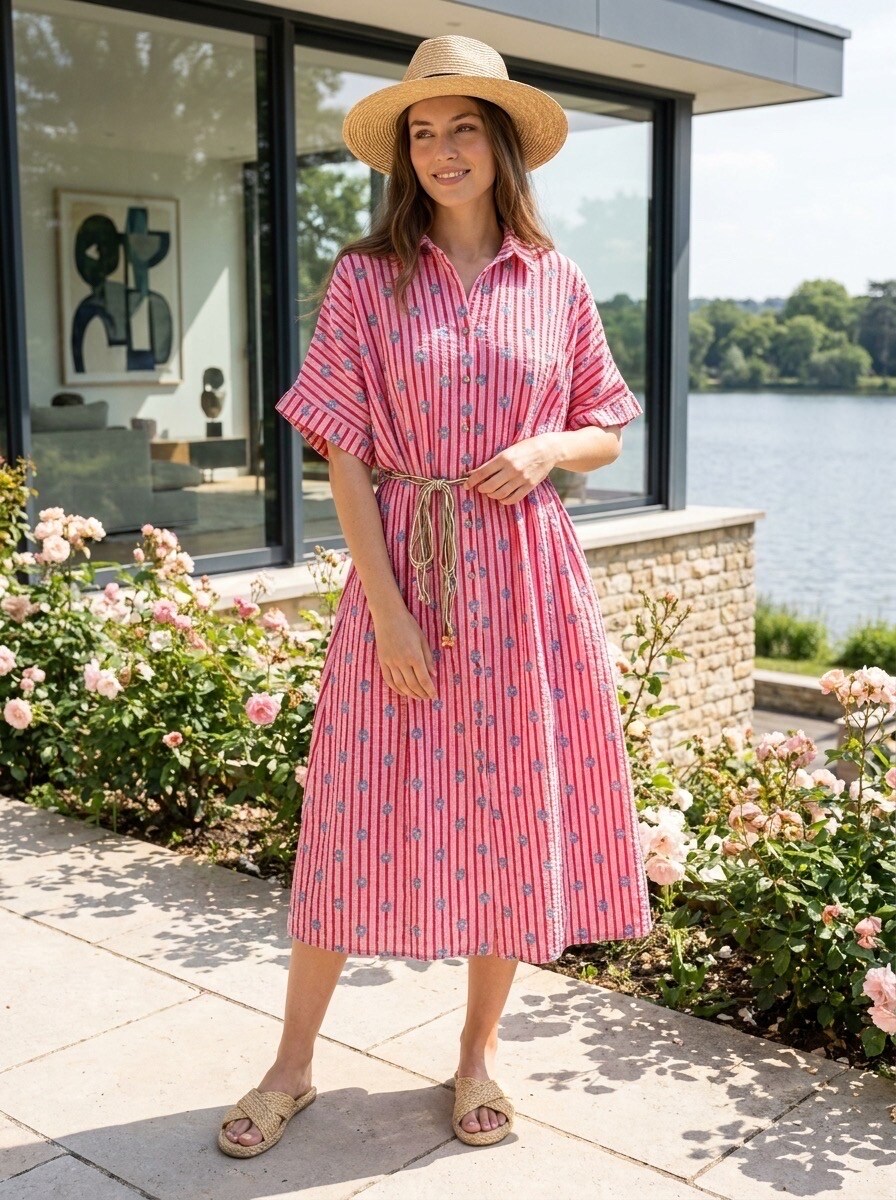 Grossiste LAFÉEROSE - Robe Chemise en gaze de coton oversize imprimée fleurs
