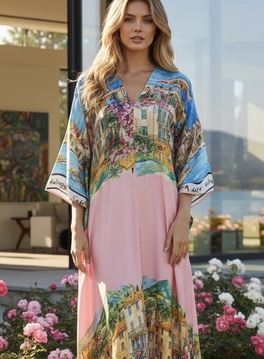 Großhändler LAFÉEROSE - Fließendes Langkleid mit Riviera-Print