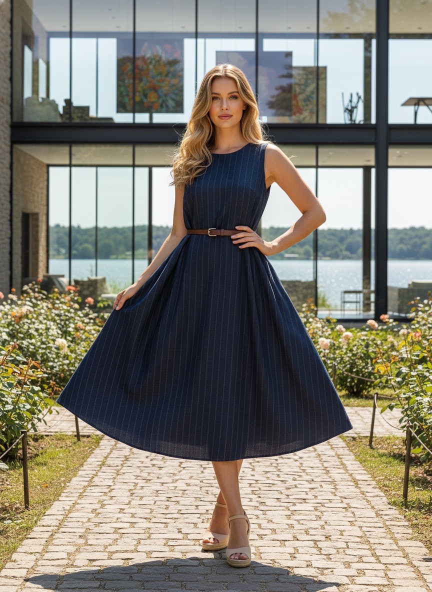 Großhändler LAFÉEROSE - Ärmelloses Gestreiftes Maxikleid