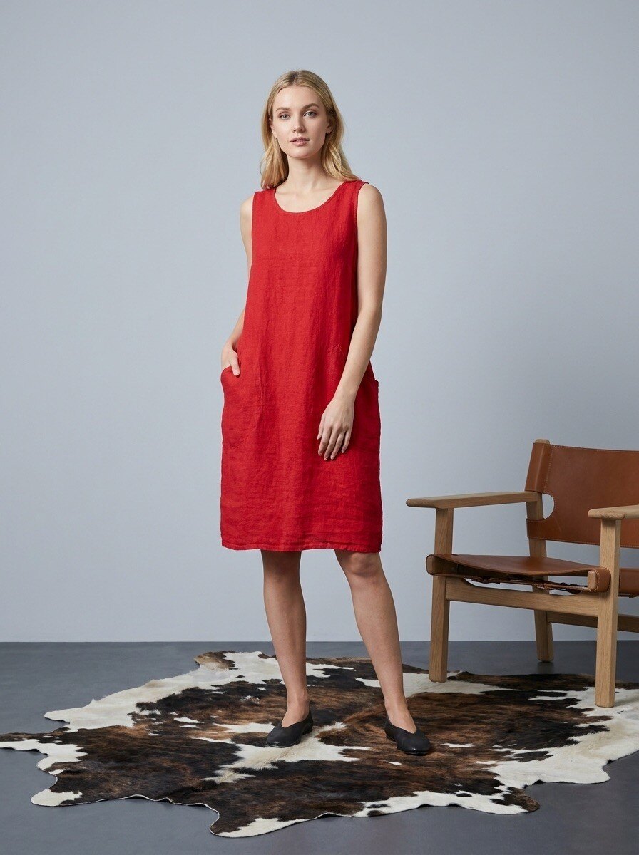 Großhändler LAFÉEROSE - Ärmelloses Leinen-Midikleid