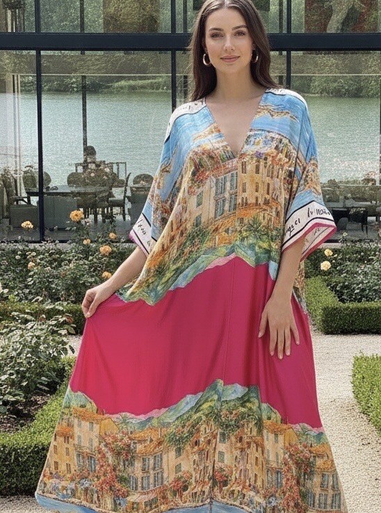 Großhändler LAFÉEROSE - Fließendes Langkleid mit Riviera-Print