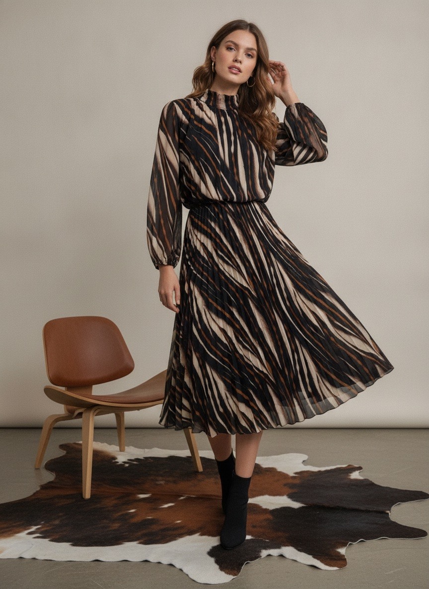 Grossiste LAFÉEROSE - ROBE LONGUE IMPRIMÉ À ÉPAULETTES AVEC DOUBLURE EN VISCOSE À NOUER AU DOS BRIANNA