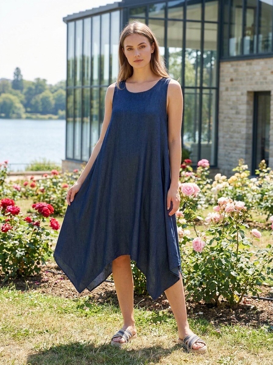 Grossiste LAFÉEROSE - Robe Tunique Asymétrique en Tencel
