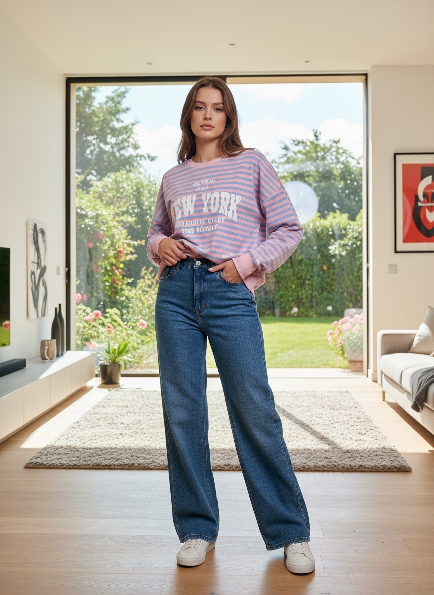 Grossiste LAFÉEROSE - Sweat rayé et imprimé